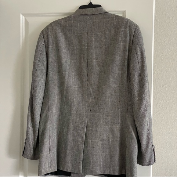 Hickey Freeman Men Silk Wool 2-button Houndstooth Suit Jacket Blazer Tan Black - Picture 2 of 8